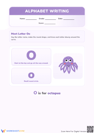 Printable Letter O Writing Worksheet — Grade K Essential