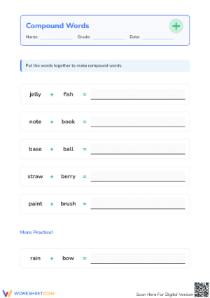 Printable Compound Words Worksheet | Grade 1 ELA