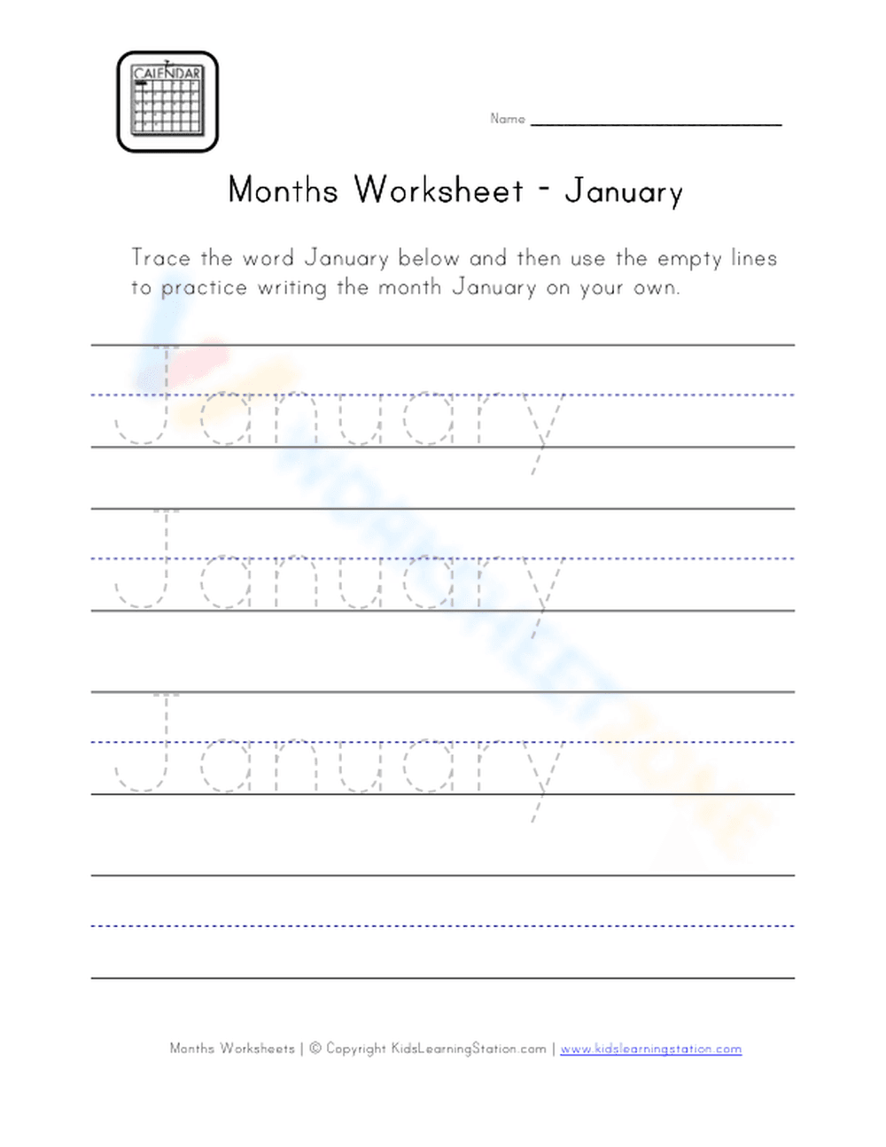 January Worksheet - Page 1