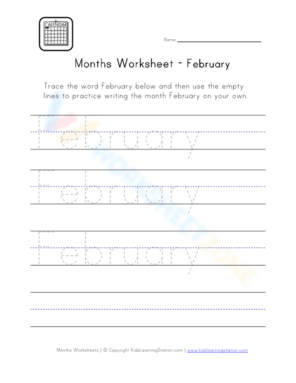 February Worksheet - Page 1