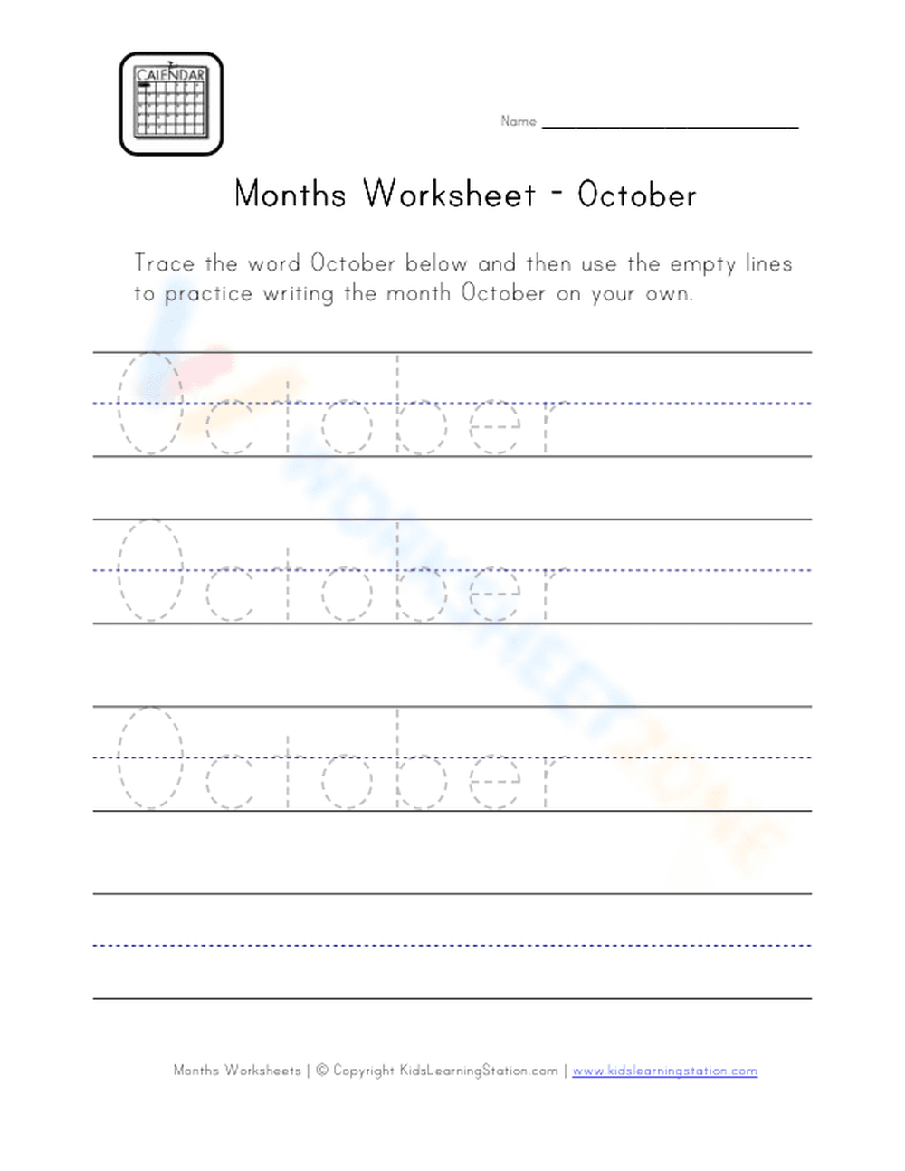 October Worksheet - Page 1