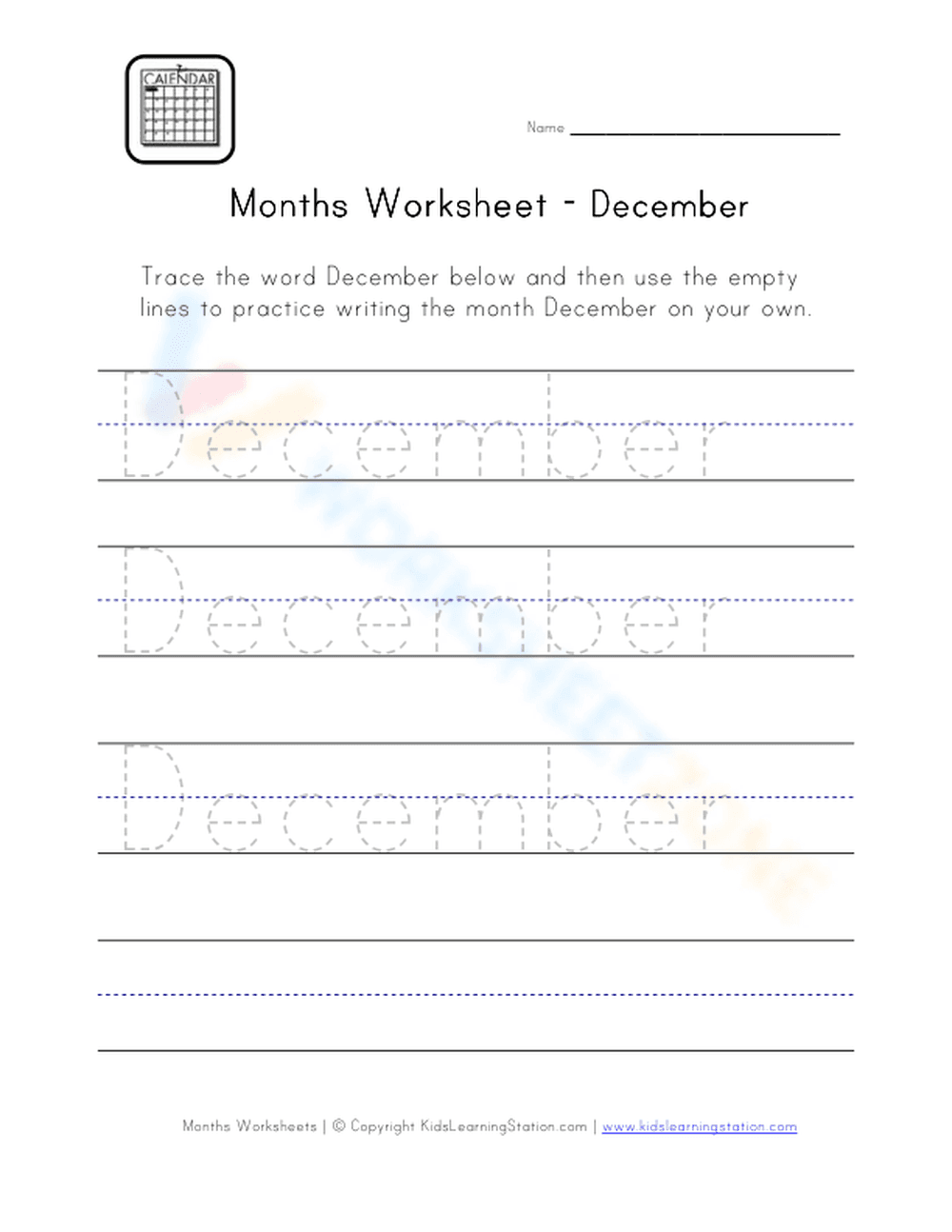 December Worksheet - Page 1