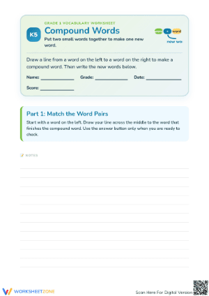 Compound Words Worksheet | Grade 1 Essential Printable