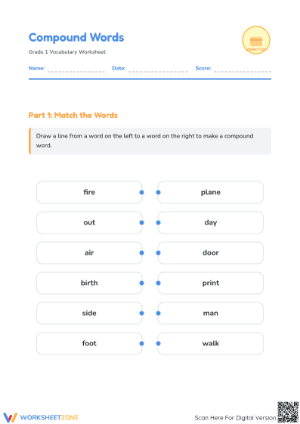 Essential Compound Words Worksheet | Grade 1 ELA