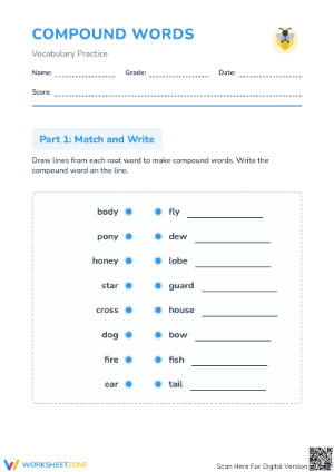 Grade 1 Compound Words — Printable No-Prep Worksheet