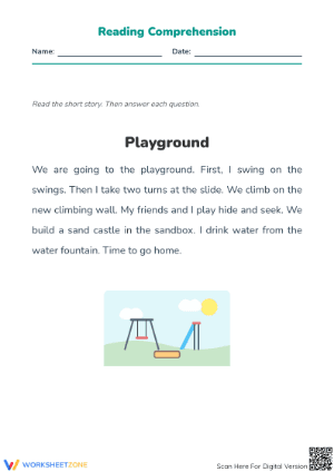 Printable Playground Reading Comprehension | Grade K ELA