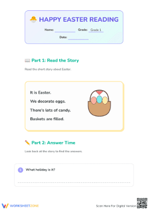 Easter Reading Comprehension | Printable Grade 1 ELA
