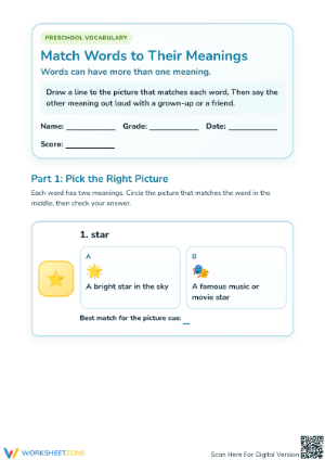 Printable Homonyms Worksheet for Preschool — Ready to Use