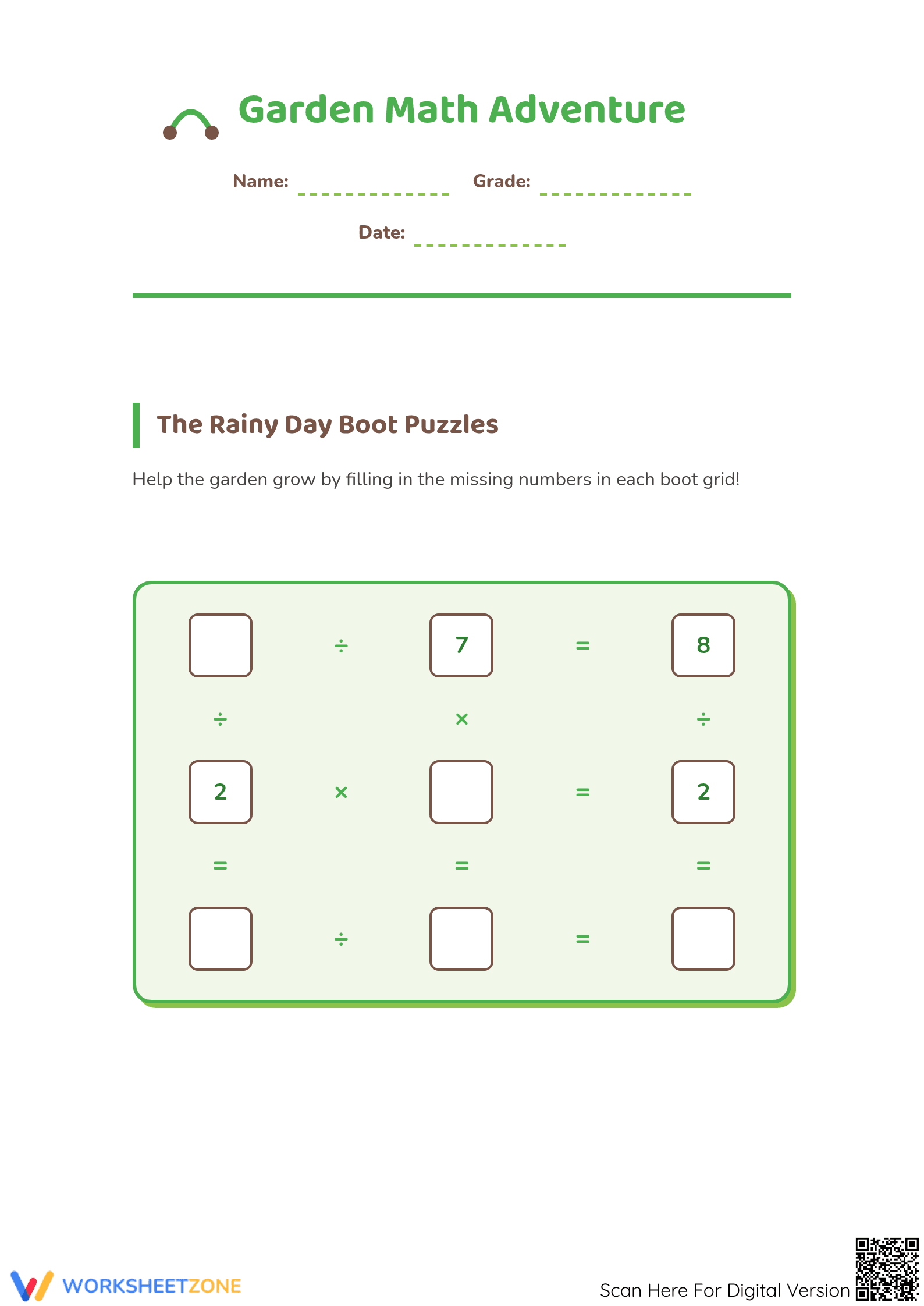 Printable Math Adventure: Multiplication & Division Grids - Page 1