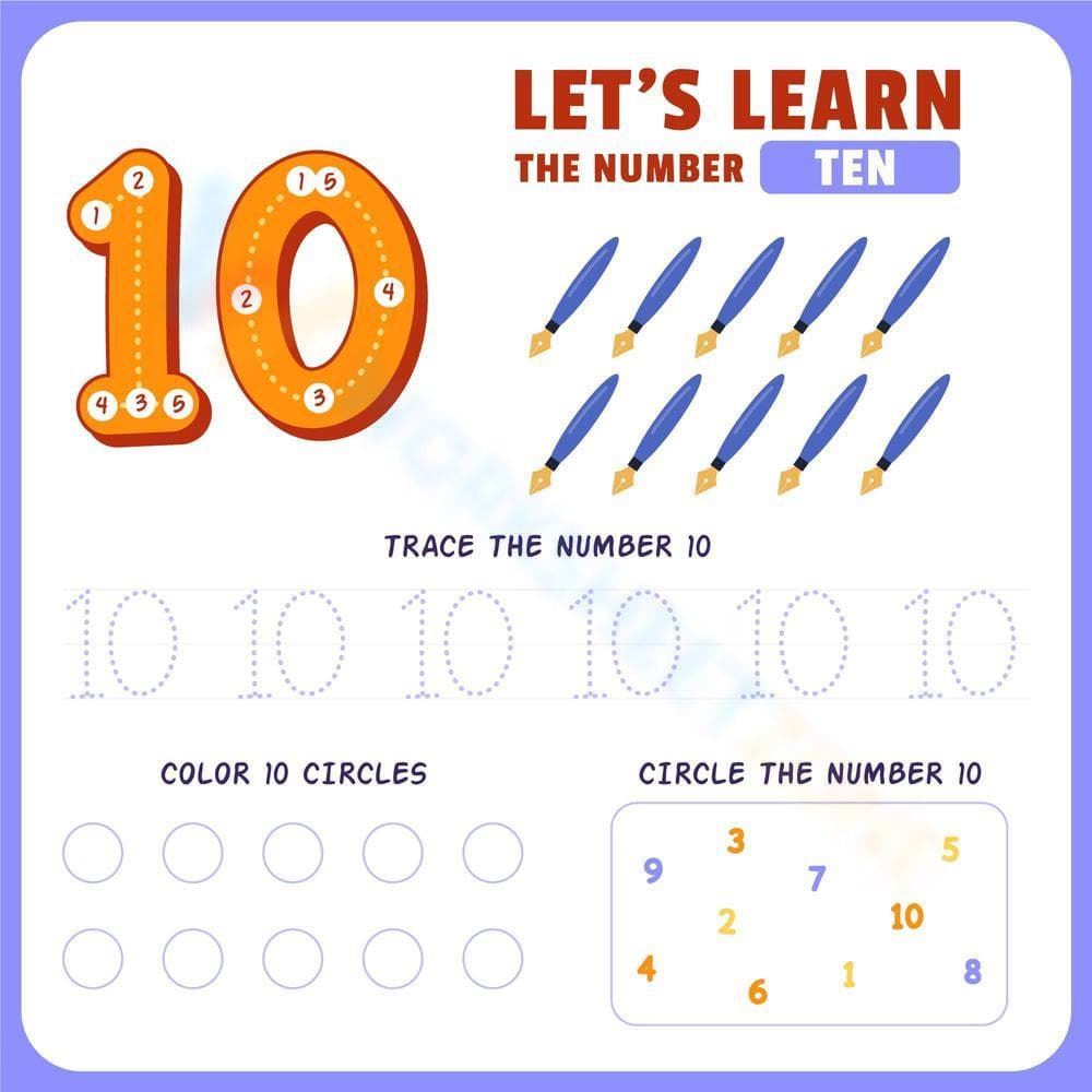 Mastering Number 10: Trace, Spot & Color Challenge - Page 1