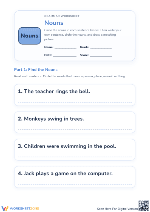 Identifying Nouns Worksheet | Grade 2-3 Essential
