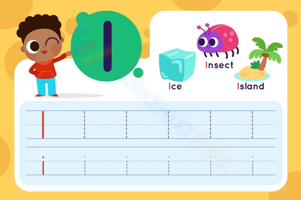Practice Tracing Letter I for Kids  - Page 1