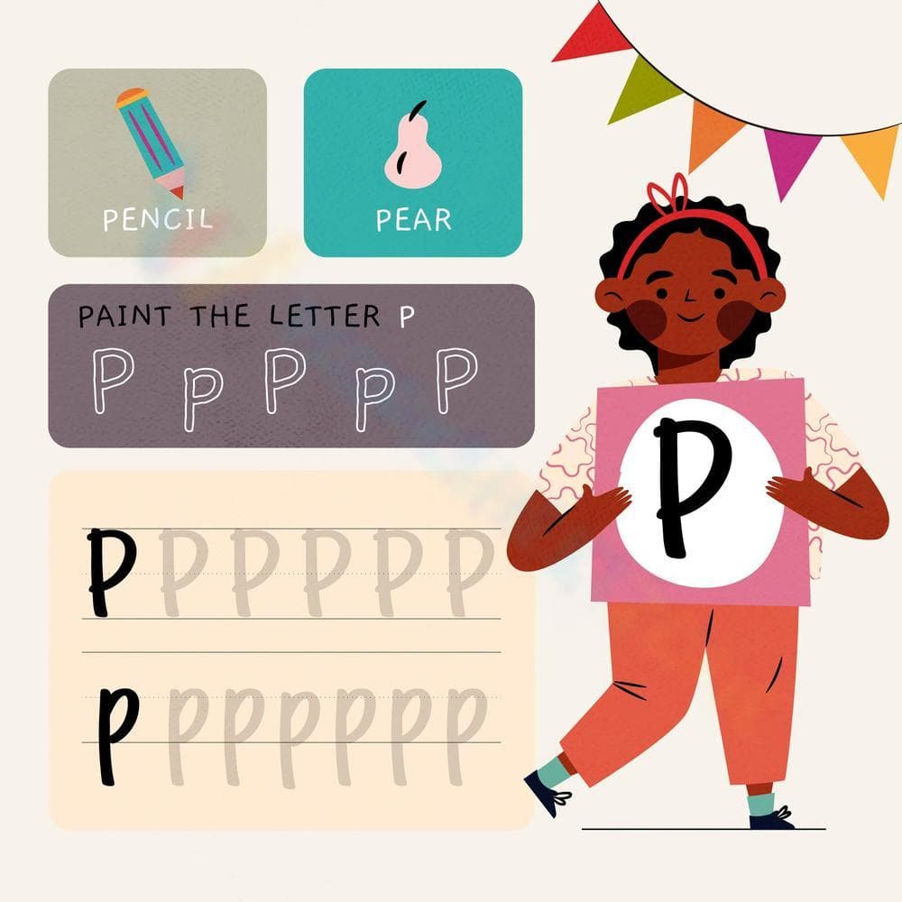 Letter P Handwriting Worksheet for Kids - Page 1