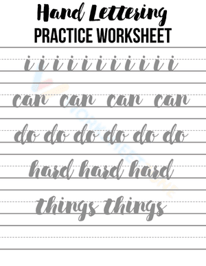 Simple Words Lettering Practice Sheet