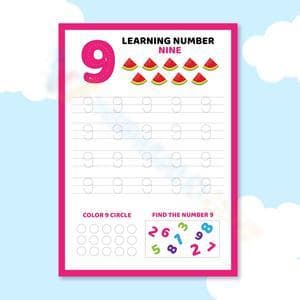 Number 9 Recognition Worksheet for Skill Development