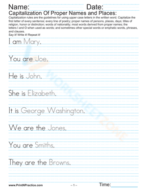 Proper Noun Identification Grammar Worksheet