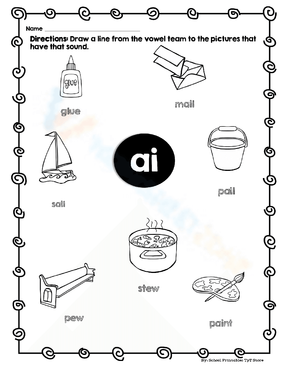 Skill Building Vowel Teams Worksheet - Page 1