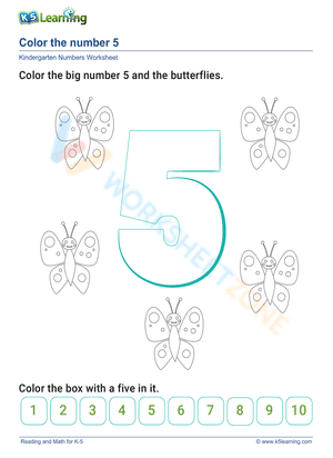 Printable Number 5 & Counting Worksheet | Preschool Math