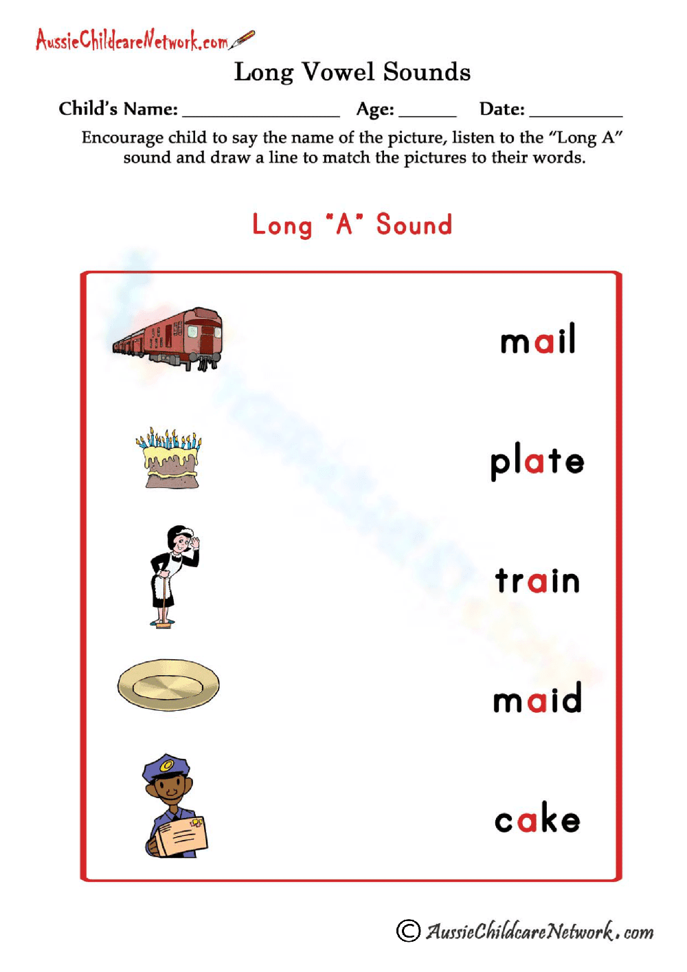 Improve Phonics with the Long A Sound - Page 1