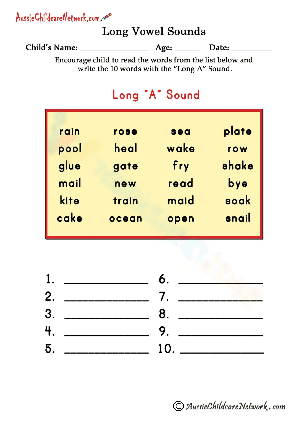 Long A Sound Practice for Phonics