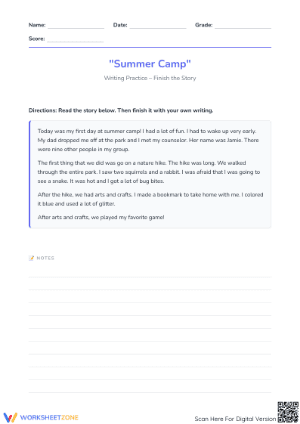 Narrative Writing Prompt | Grade 4 Printable Worksheet