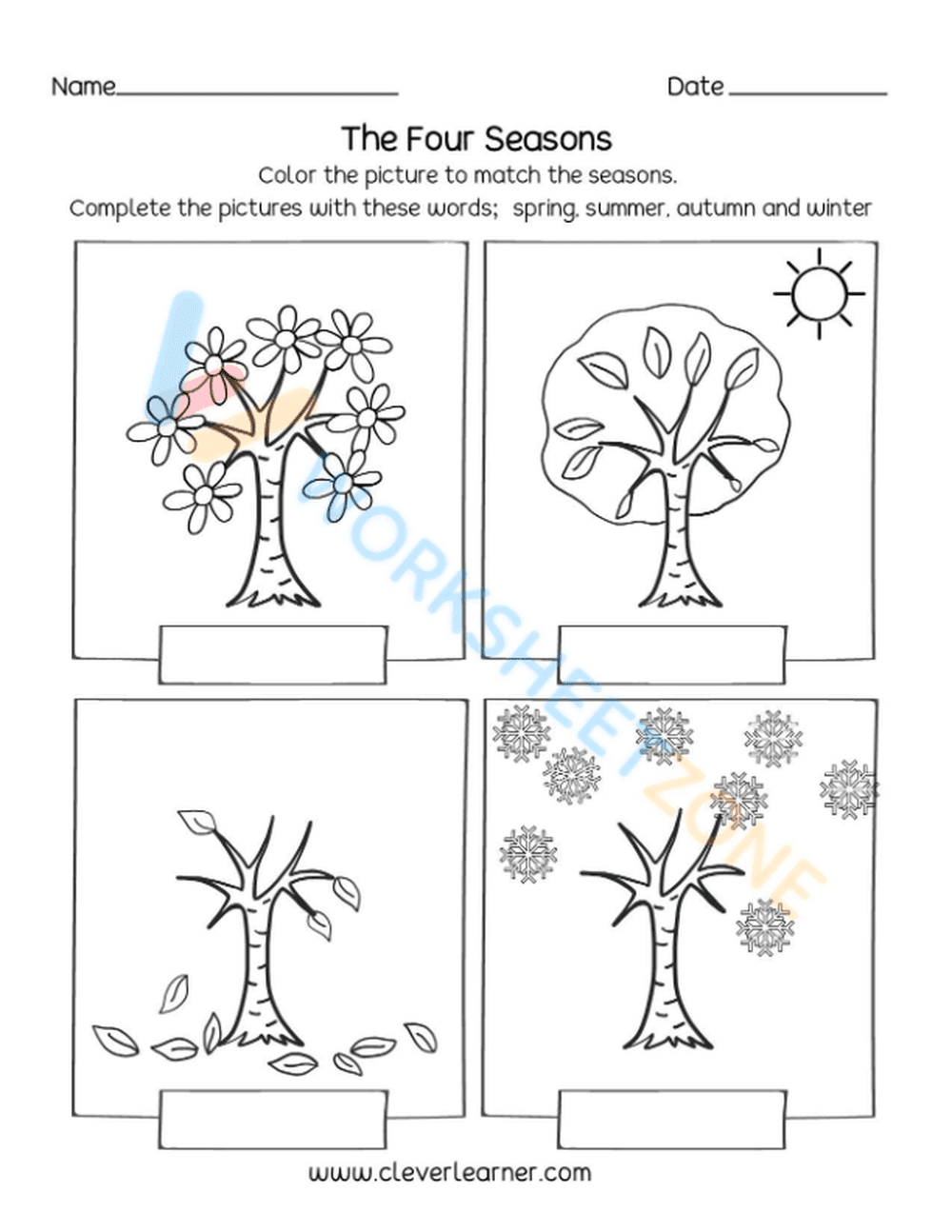 Printable Four Seasons Worksheet | Grade 1 Science - Page 1