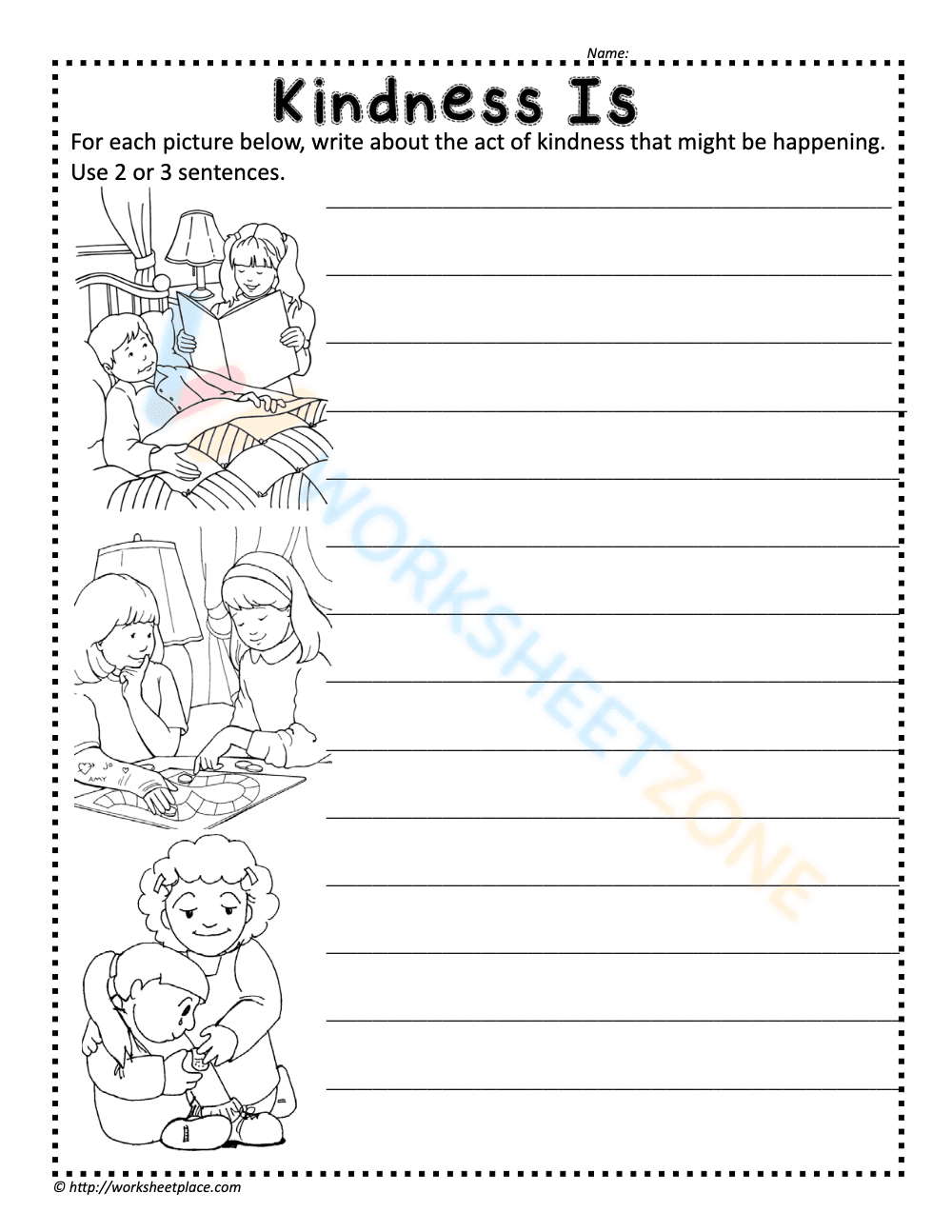 Kindness Writing Worksheet | Grade 3 Printable Activity - Page 1