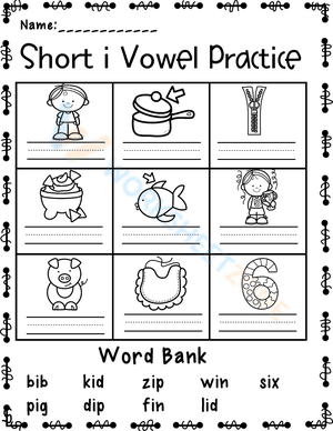 Short i Vowel Worksheet: Printable Grade 1 Phonics