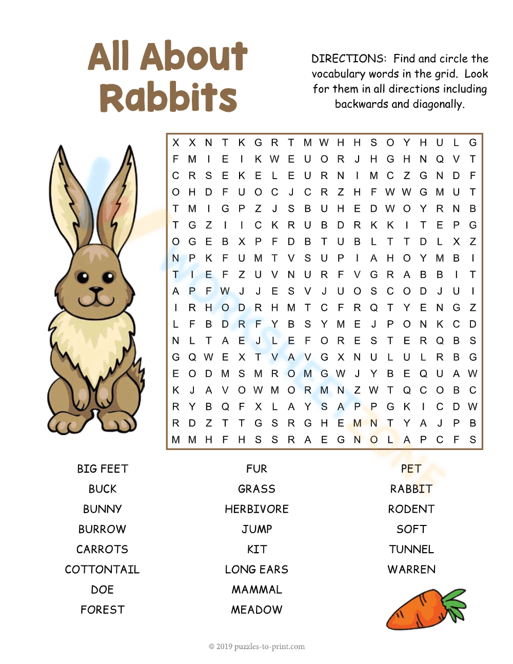 Hoppin' Good Time! Word Search - Page 1