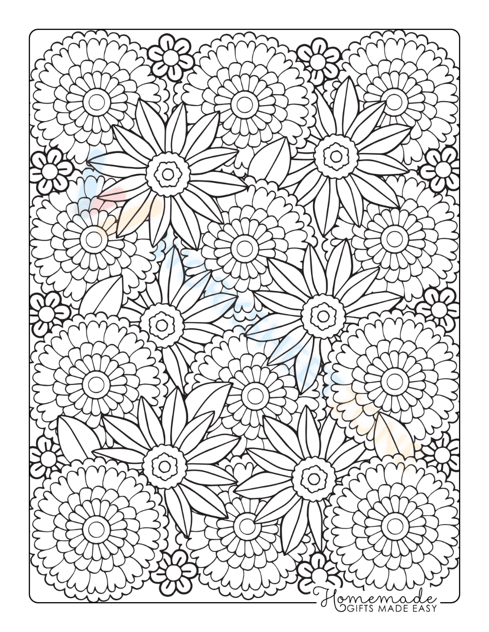 Relax and Create with this Flowers Coloring Page - Page 1