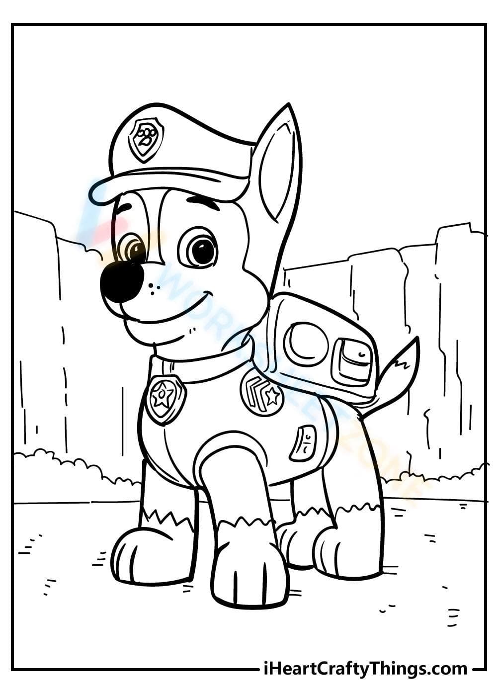 Paw Patrol's Chase Coloring Page - Page 1
