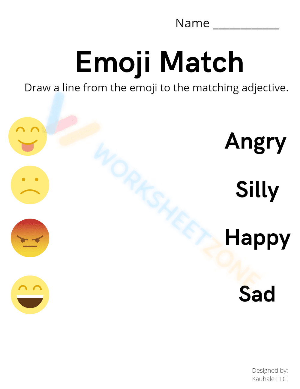 Emoji Match Worksheet: Essential Kindergarten Emotions - Page 1