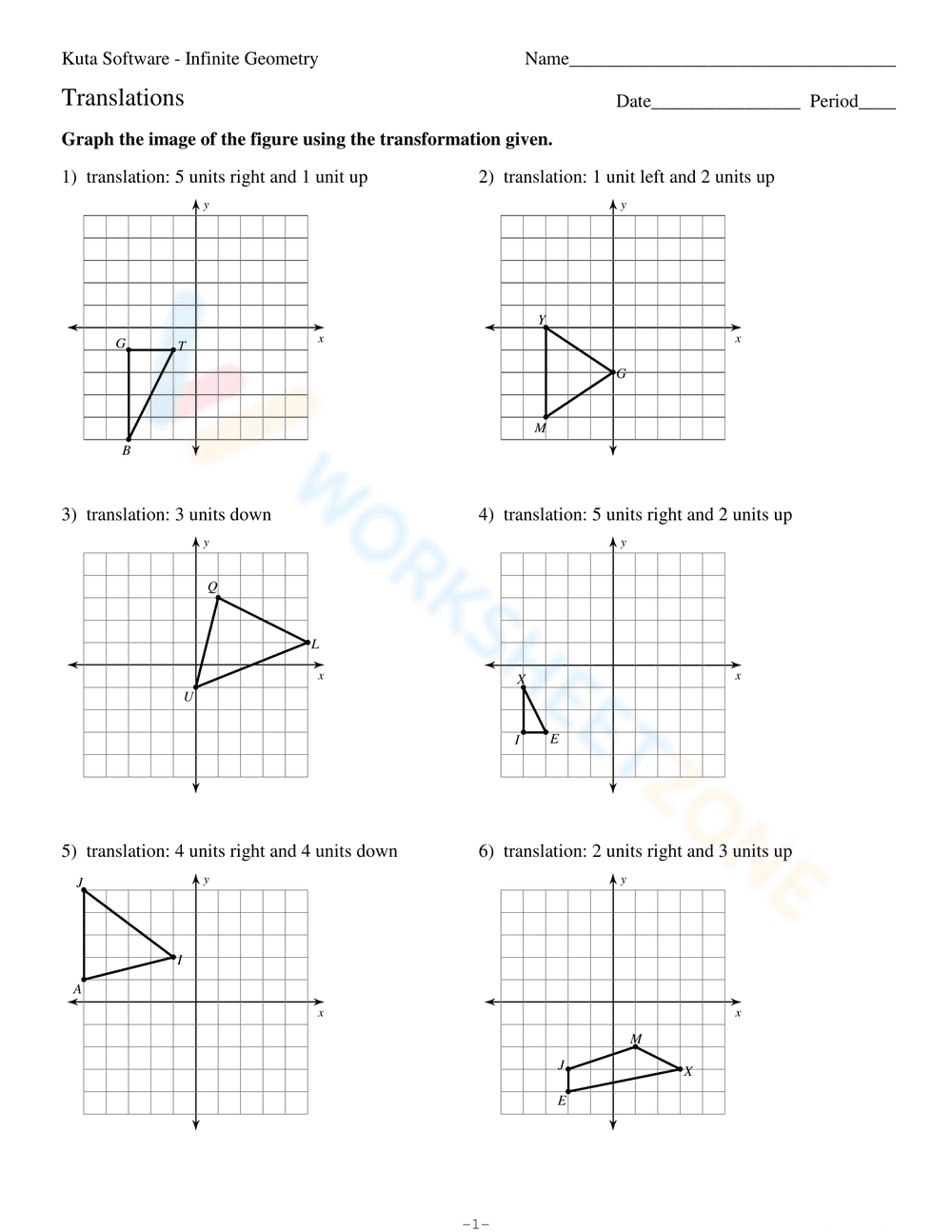 Engaging Translations Worksheet - Page 1