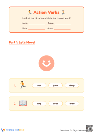 Action Verbs – Circle the Correct Words