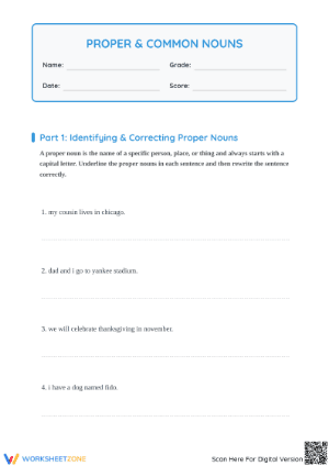 Proper and Common Nouns Worksheet | Grade 2 Essential