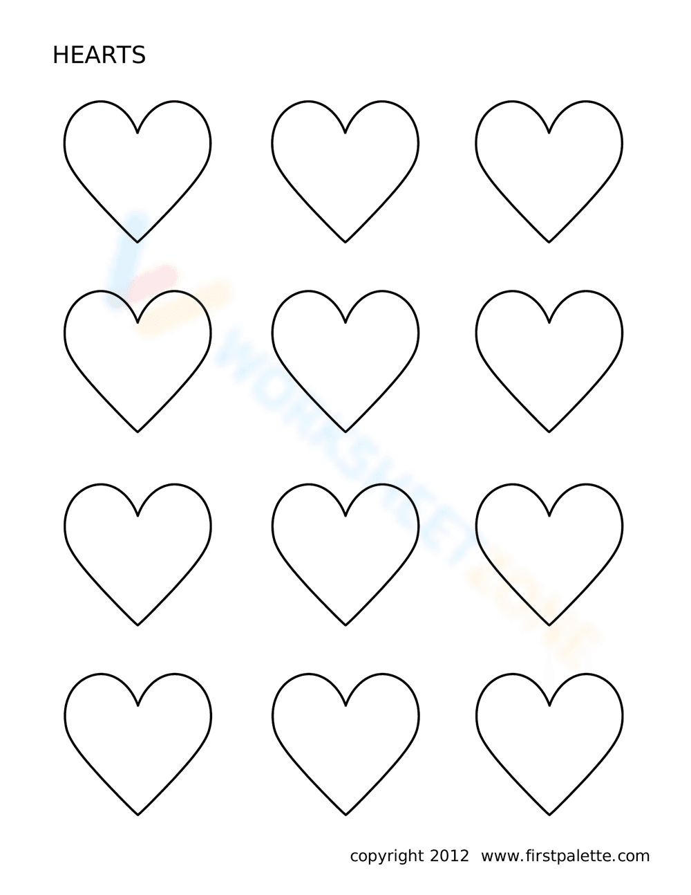 Hearts Shape Worksheet - Page 1