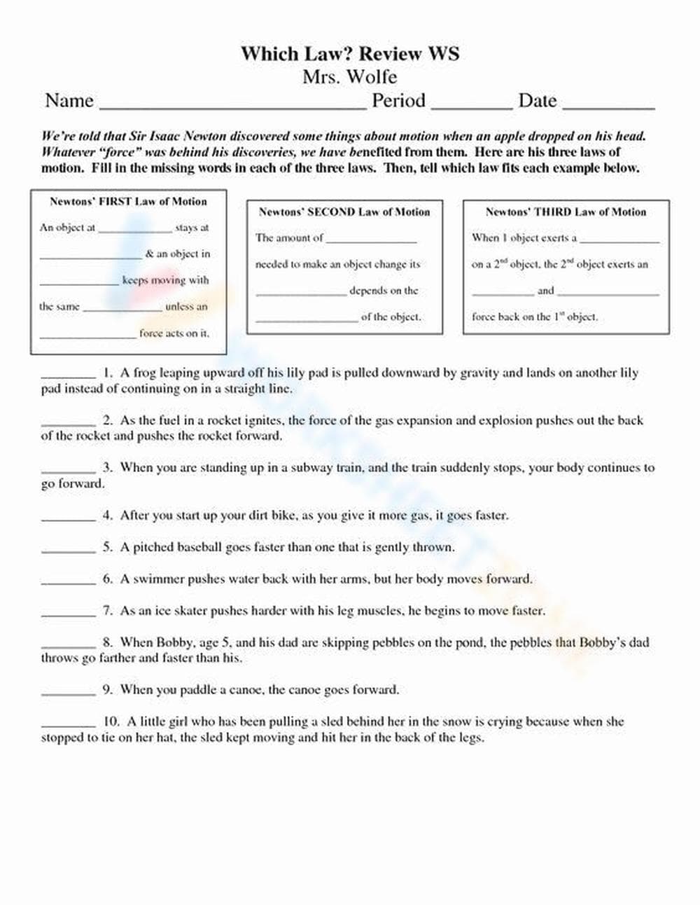 Identify Which Law with this Worksheet - Page 1