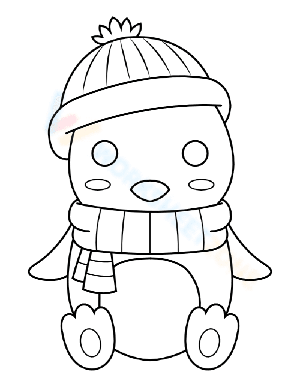 Cute Penguin Coloring Page for Kids - Page 1