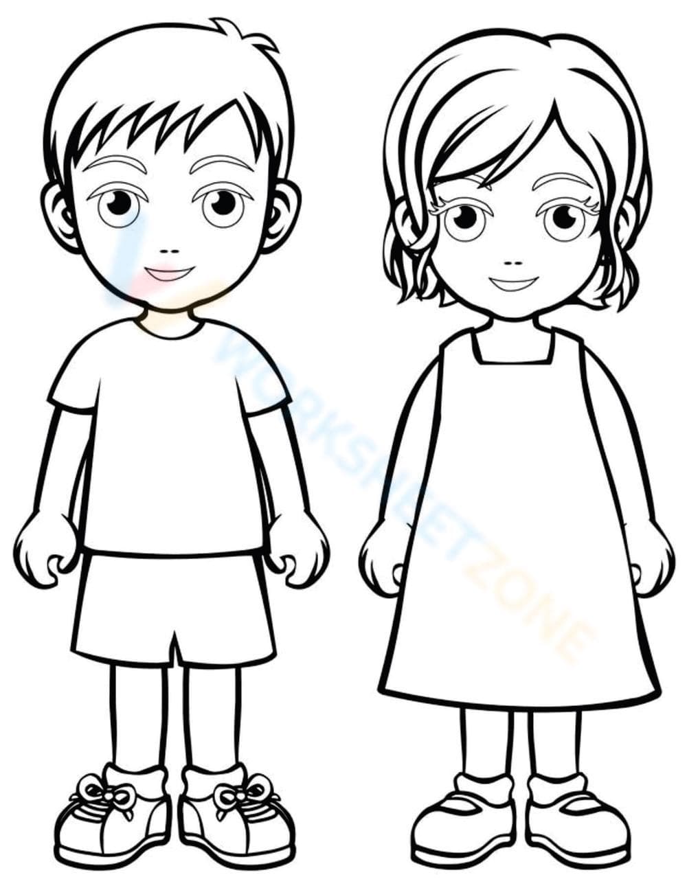 Boy and Girl Friends Coloring Page for Kids - Page 1