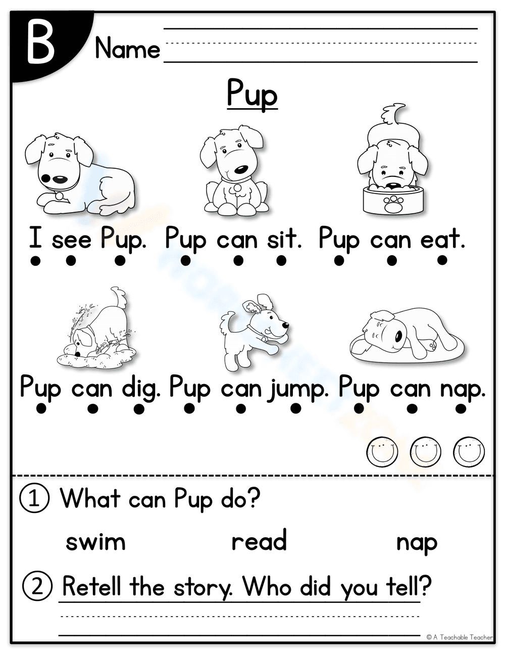 Phonics Practice: Pup Worksheet - Page 1