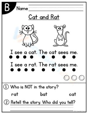 Rhyming Practice: Cat or Rat Worksheet
