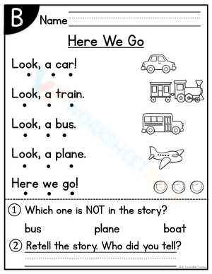 Printable Level B Reading Worksheet | Grade 1