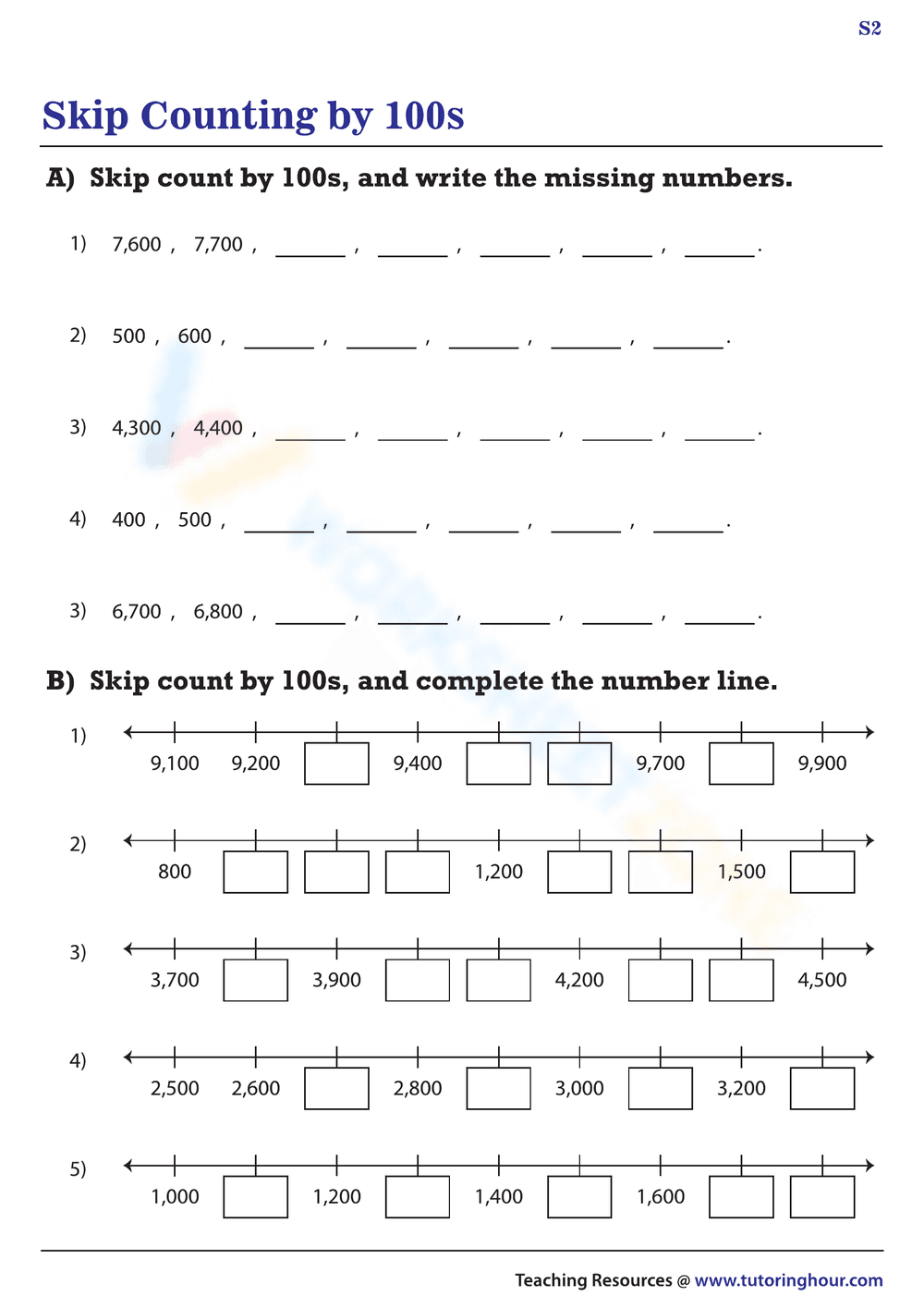 Worksheet to Count by 100 - Page 1