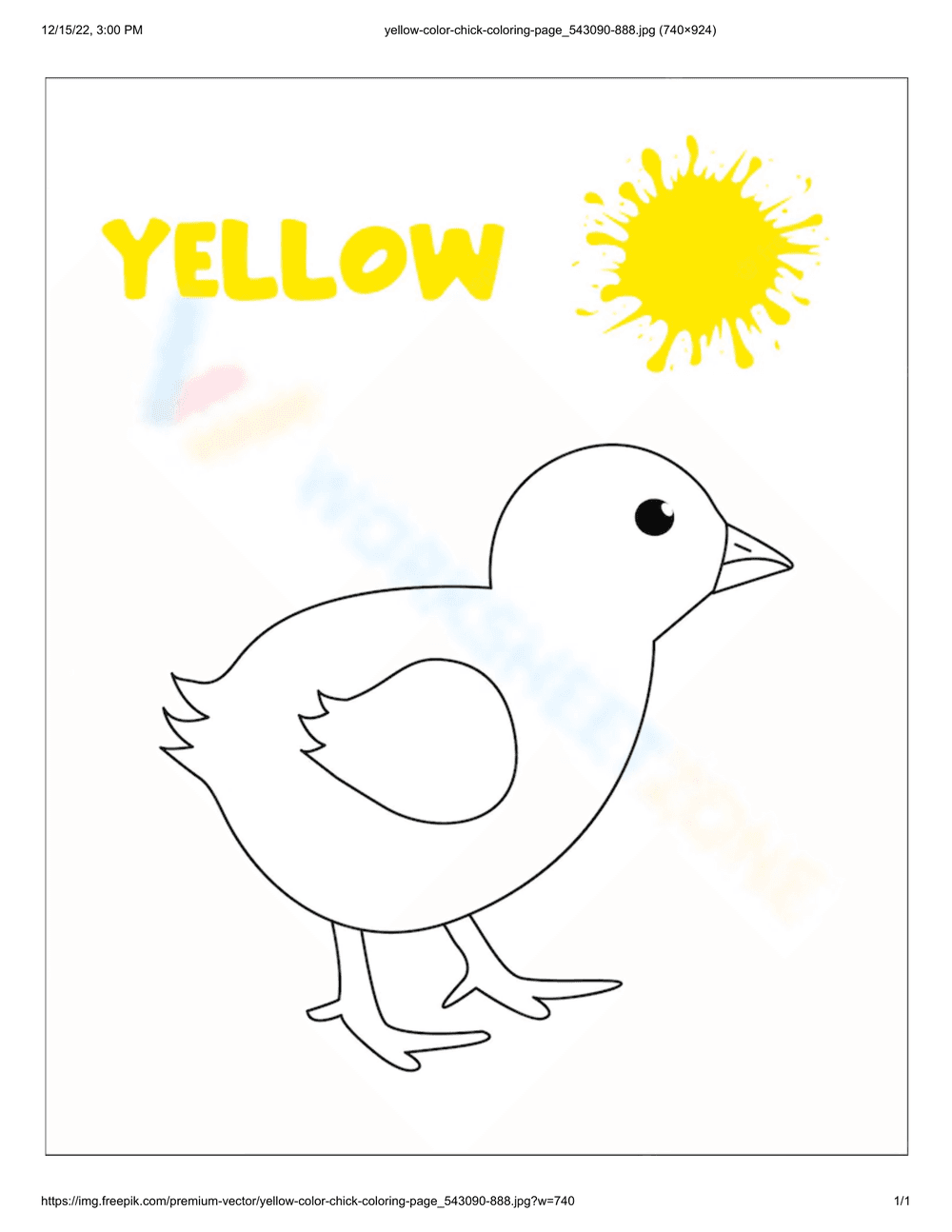 The Chick Coloring Worksheet - Page 1