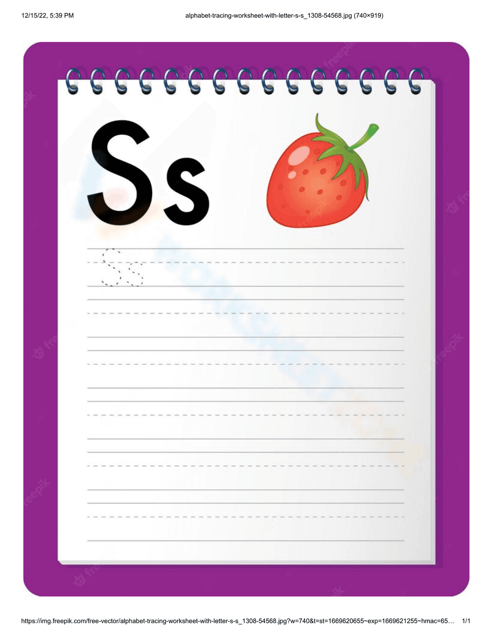 Tracing and Writing Letter S Worksheet - Page 1