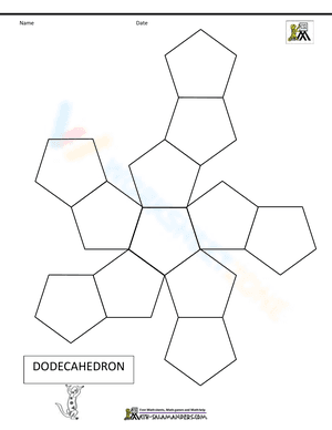 Grade 6 Dodecahedron Net — Printable No-Prep Worksheet