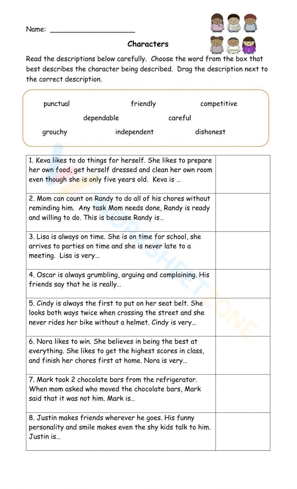 Character Analysis Worksheet Template - Page 1