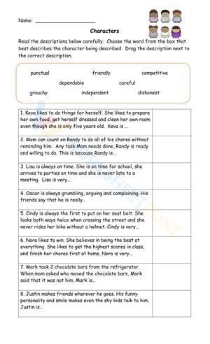 Character Analysis Worksheet Template