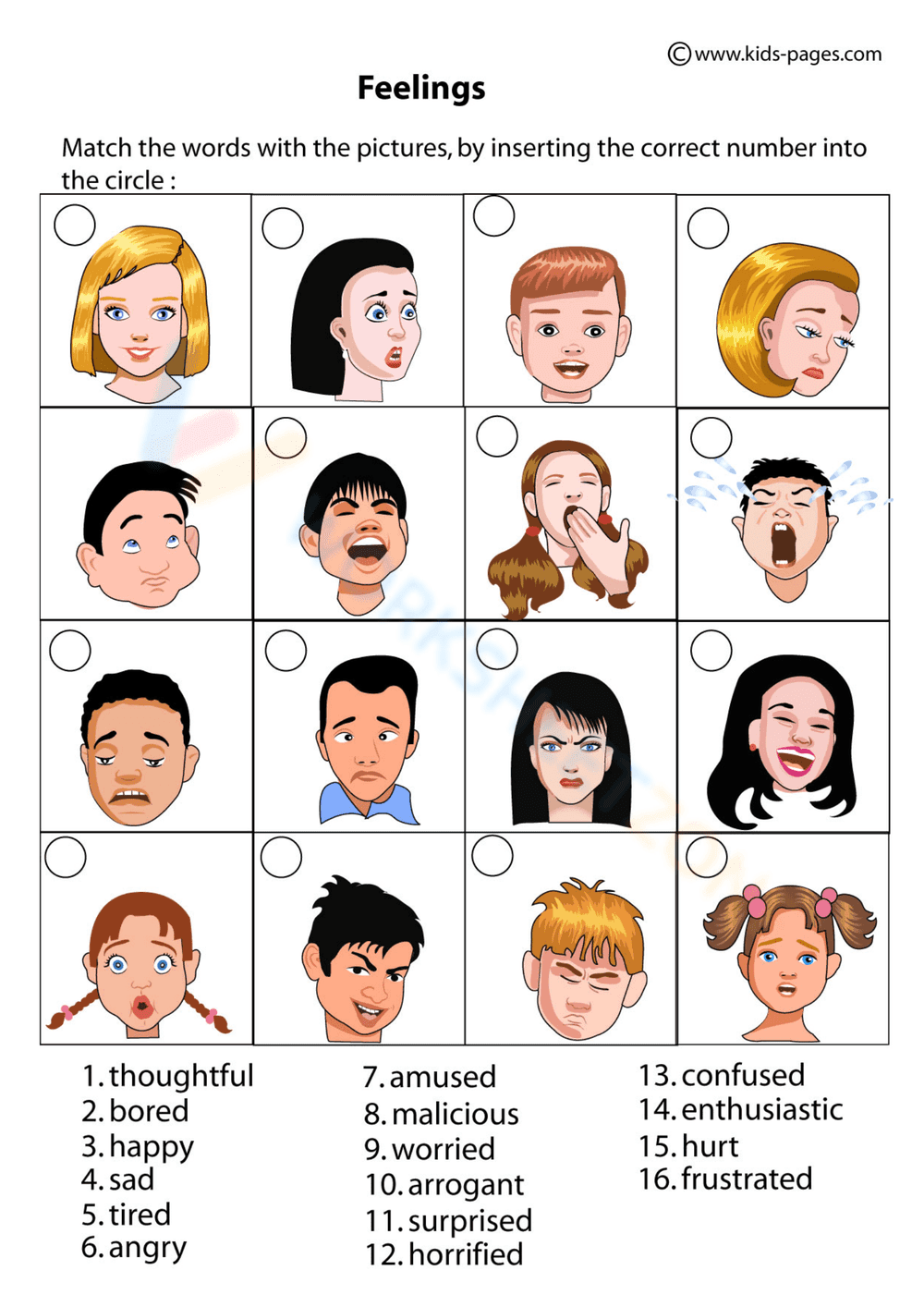 Feelings Identification Worksheet for Kids - Page 1