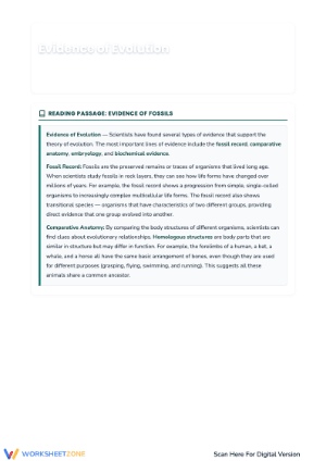 Exploring Evolution: Evidence Worksheet for Students